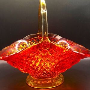 Vintage Amberina Glass Basket/ Centerpiece/ Home Decor/ Gift